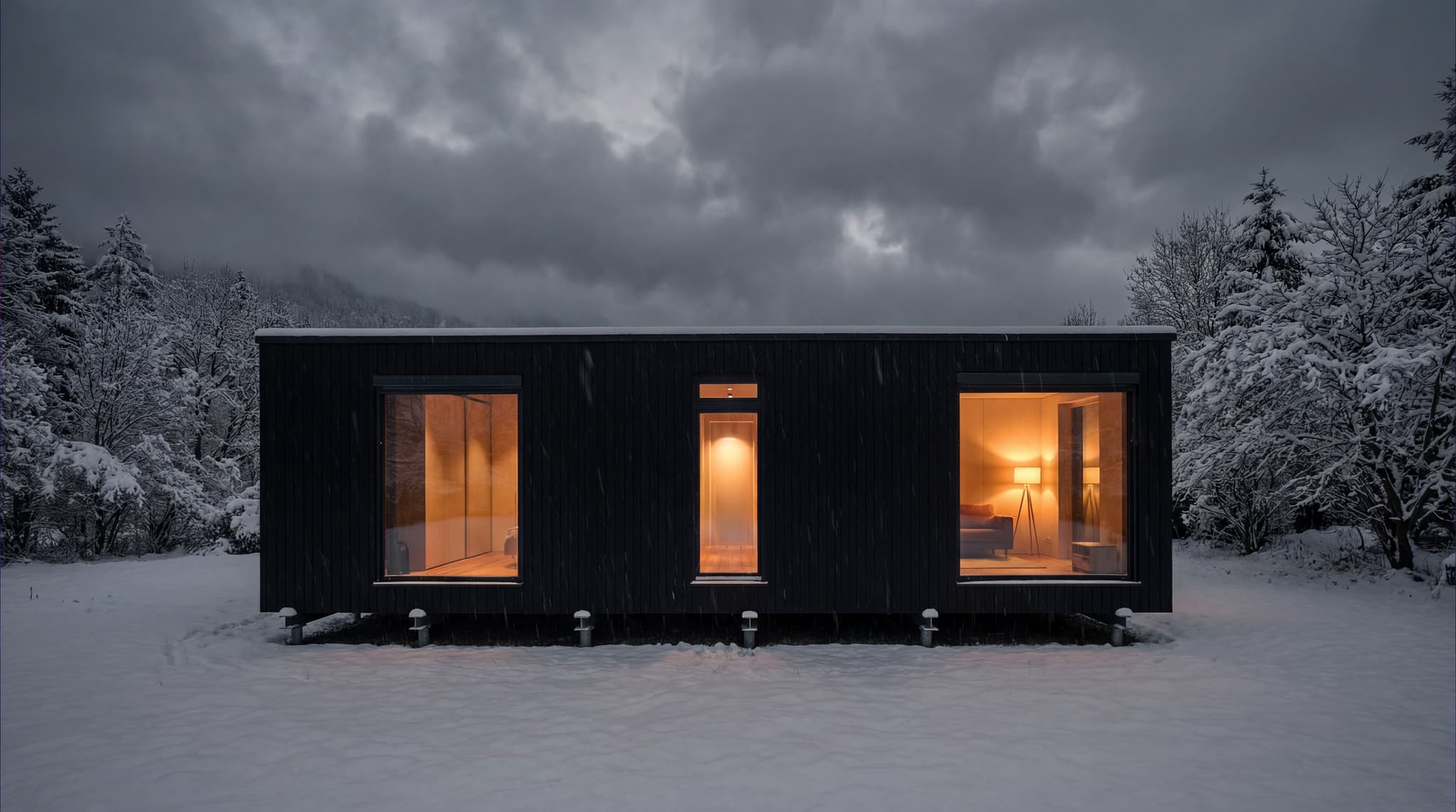 BIOBUILDS-Fertighaus in der Winterwärmebildansicht