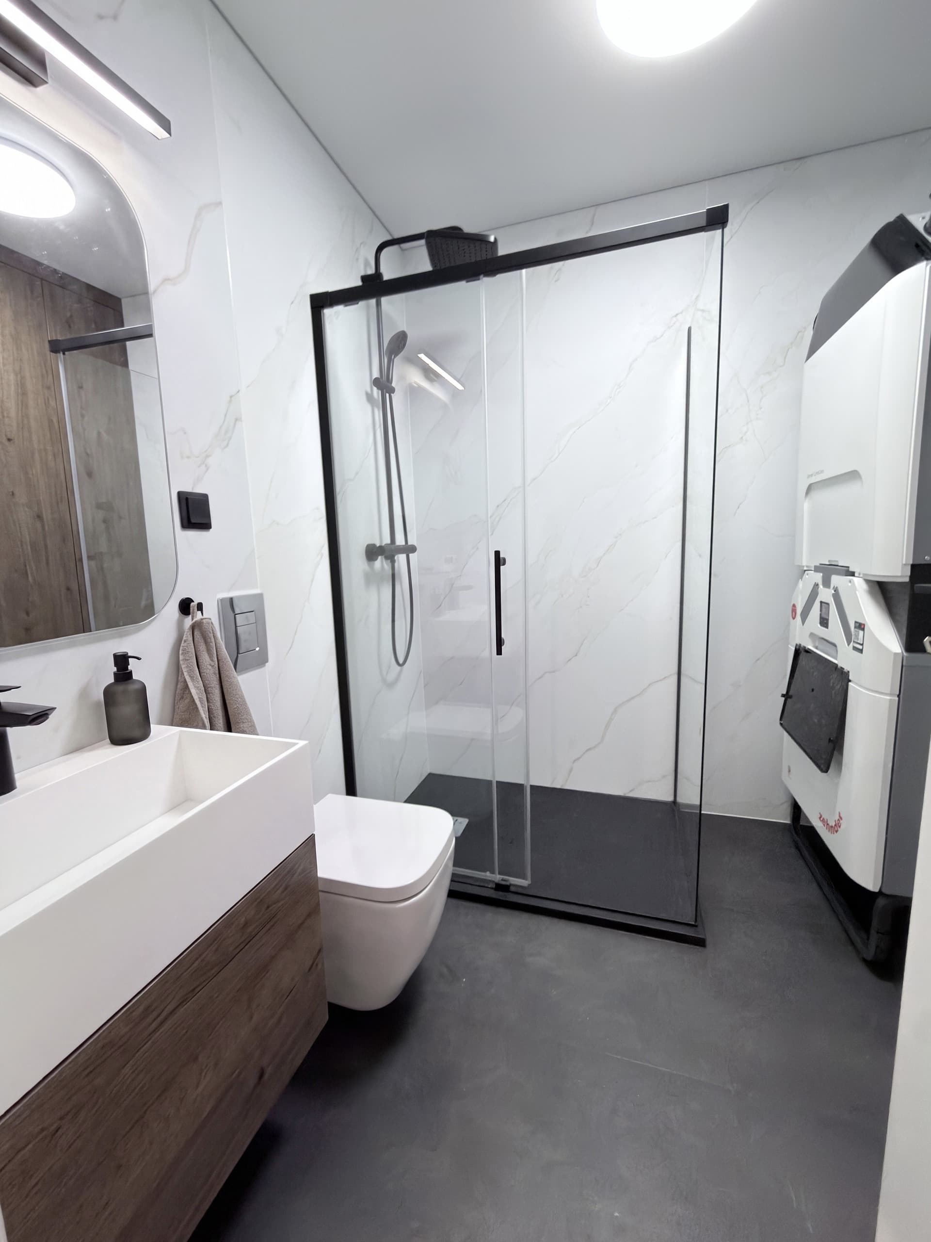 95m2 Serenity bathroom with wood vanity