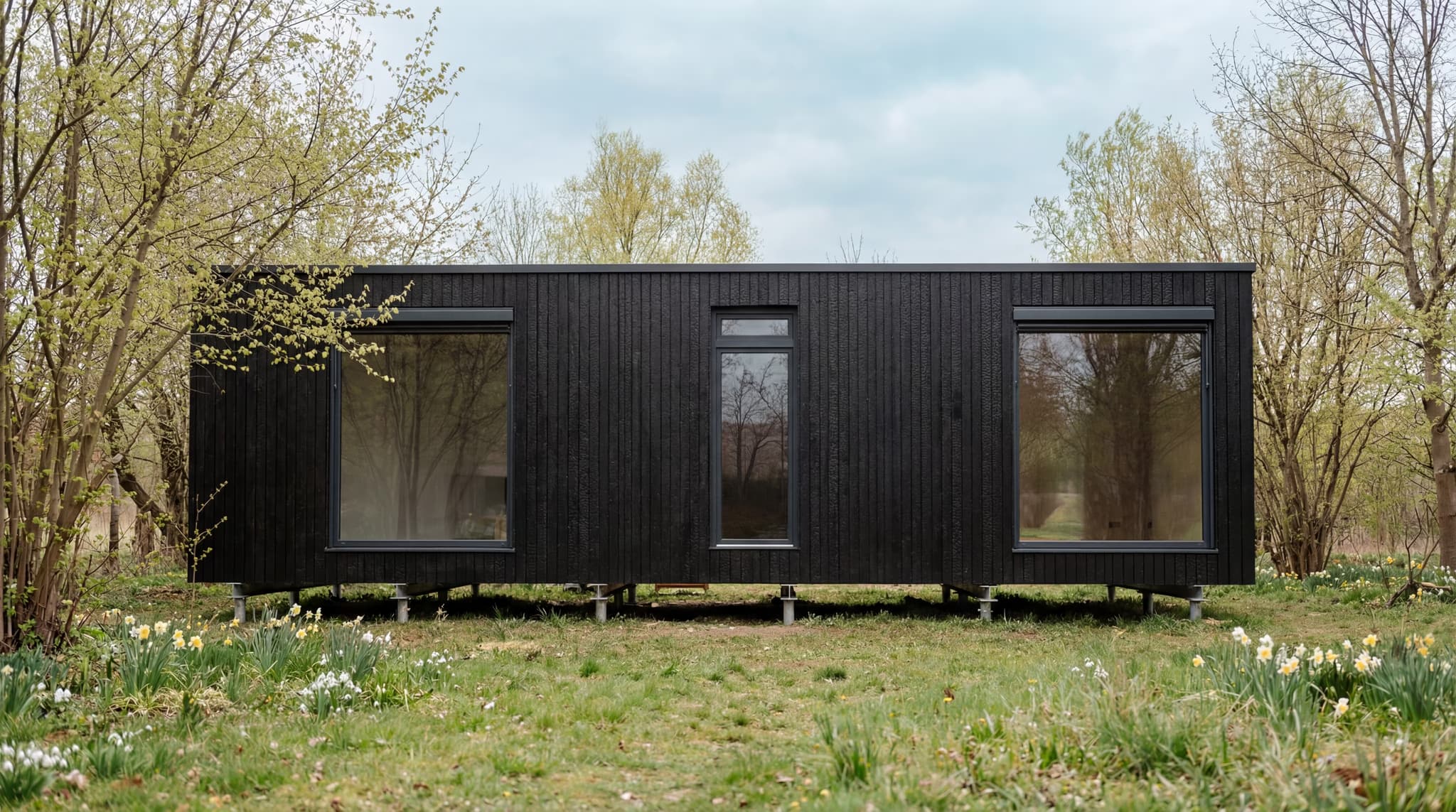 BIOBUILDS-Haus auf Schraubfundament