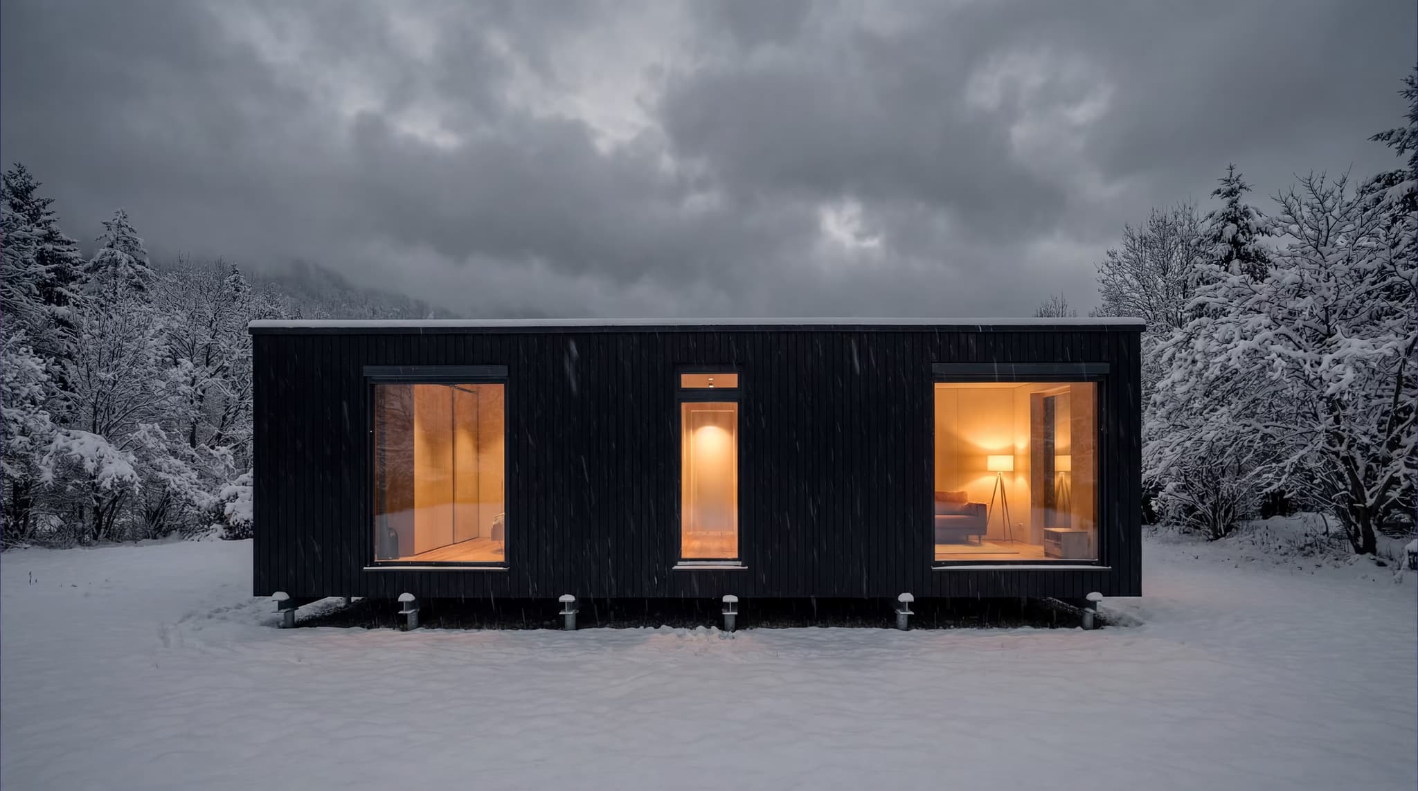 BIOBUILDS-Modulhaus in der Winterwärmebildansicht